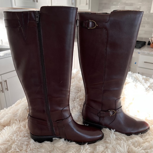 Lauren Ralph Lauren Shoes - Lauren Ralph Lauren Womens Margarite Dark Brown Wide Calf Boot Size 8 1/2